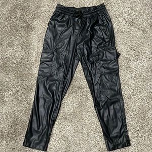 Faux leather cargo pants